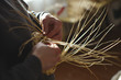 Basketwork from willow twigs in the workshop.