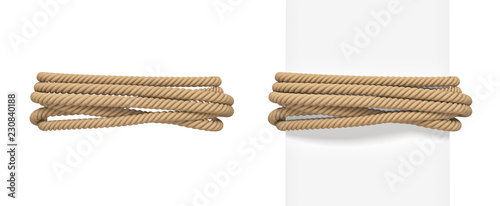 Fotografía 3d rendering of brown rope bound around a wide white post and around empty space