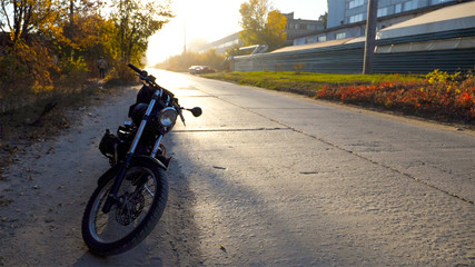 Wall Mural - Motorbike in the city,Industrial district,vintage photo effect added