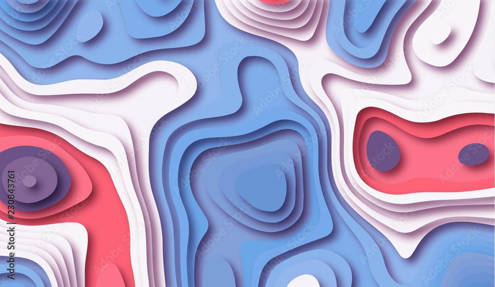Paper cutout background. Realistic 3d layered smooth objects. Design ...
