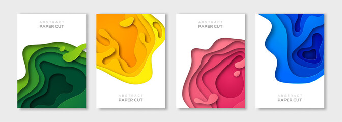 Wall Mural - vertical paper cut banners set