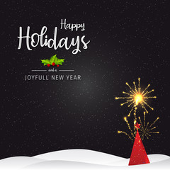 Wall Mural - happy holidays and joyful new year greeting card. happy holidays and joyful new year vector design.