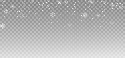 Wall Mural - Snow background and snowflakes. Falling snow effect. Overlay. Vector