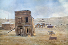 Textured Photograph Of A Falling Down Building In A Ghost Town