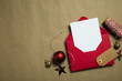 Christmas letter to Sant. Letter and envelope with festive decorations