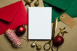© ink drop - Christmas letter to Sant. Letter and envelope with festive decorations