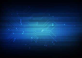 Fototapete - Vector : Electronic circuit with binary code on blue background
