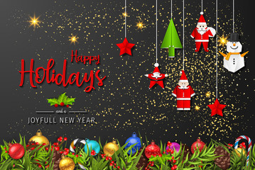 Wall Mural - happy holidays and joyful new year greeting card. happy holidays and joyful new year vector design.
