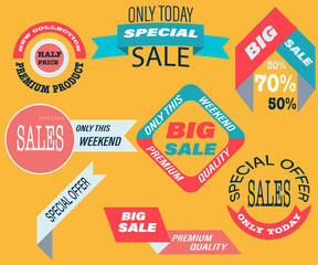 Poster - flat design colorful sale stickers collection. online shopping, sale and promotion, website and mobi