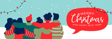 Christmas And New Year Diverse People Group Banner