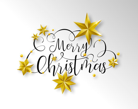 Christmas calligraphy text quote with gold stars