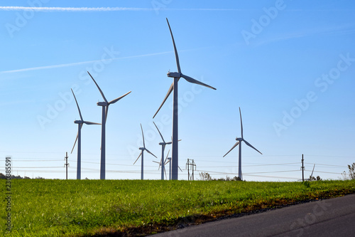 Fotografie, Obraz Wind Power Windmills Renewable Clean Green Energy Electricity Turbines