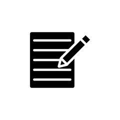 Poster - The text file with pencil icon. Simple glyph vector of web set for UI and UX, website or mobile application