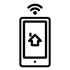 Poster - Smartphone house control icon. Outline smartphone house control vector icon for web design isolated on white background
