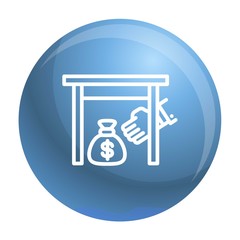 Poster - Under table money bag icon. Outline under table money bag vector icon for web design isolated on white background