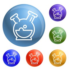 Poster - Double flask icons set vector 6 color isolated on white background