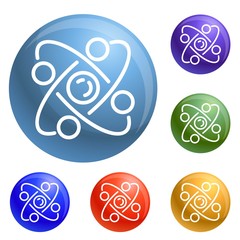 Poster - Atom icons set vector 6 color isolated on white background