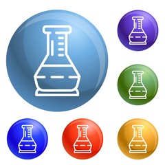 Poster - Glass flask icons set vector 6 color isolated on white background
