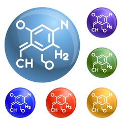 Poster - Chemistry formula icons set vector 6 color isolated on white background