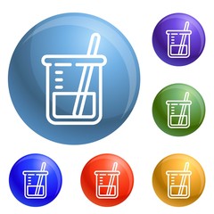Poster - Chemistry glass icons set vector 6 color isolated on white background