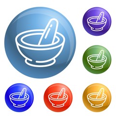 Poster - Chemistry plate icons set vector 6 color isolated on white background