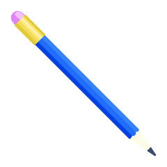 Poster - Blue pencil icon. Flat illustration of blue pencil vector icon for web design