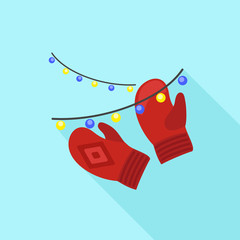 Poster - Red winter gloves icon. Flat illustration of red winter gloves vector icon for web design