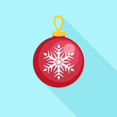 Poster - Red fir tree ball icon. Flat illustration of red fir tree ball vector icon for web design