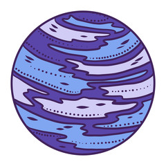 Poster - Blue planet icon. Hand drawn illustration of blue planet vector icon for web design