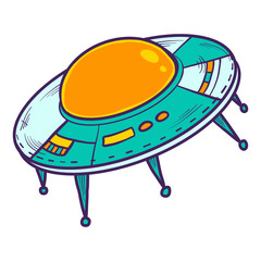 Poster - Ufo space ship icon. Hand drawn illustration of ufo space ship vector icon for web design