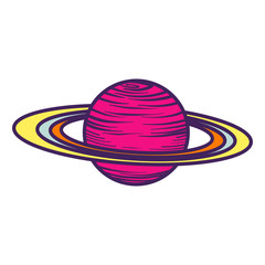 Poster - Saturn planet icon. Hand drawn illustration of saturn planet vector icon for web design