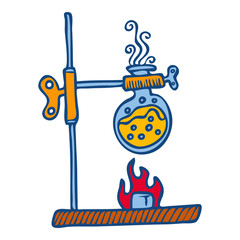 Poster - Flask burning flame icon. Hand drawn illustration of flask burning flame vector icon for web design