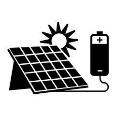 Poster - Solar panel battery icon. Simple illustration of solar panel battery vector icon for web design isolated on white background