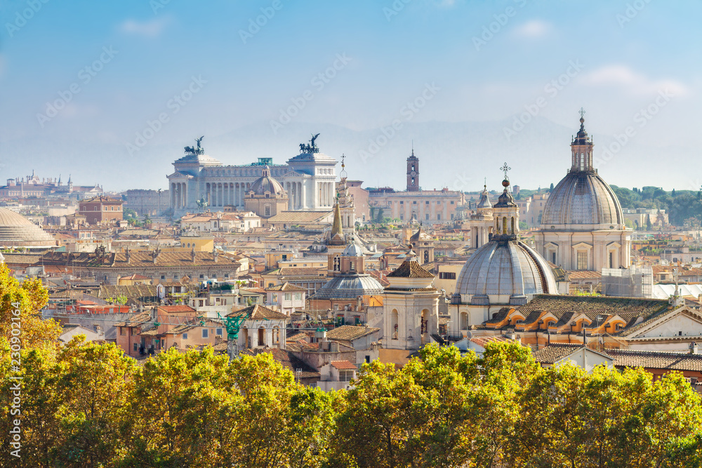view of skyline of Rome city at day, Italy - obrazy, fototapety, plakaty 