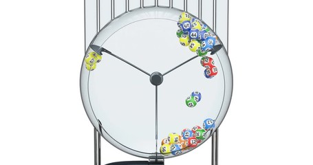 Poster - lottery machine with lottery balls inside, animation. 3d rendering isolated on white background