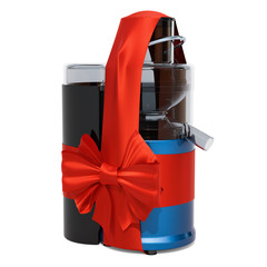 Poster - Electric juicer with red ribbon and bow. 3D rendering