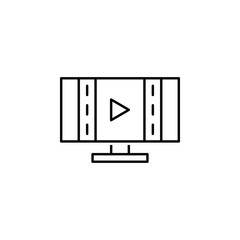Poster - play, tv icon. Element of television icon for mobile concept and web apps. Thin line play, tv icon can be used for web and mobile