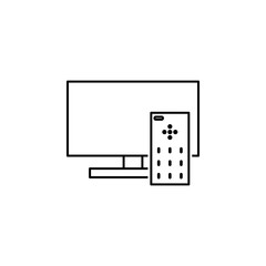 Poster - tv 2, remote icon. Element of television icon for mobile concept and web apps. Thin line tv 2, remote icon can be used for web and mobile