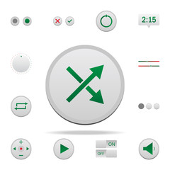 Poster - button intersecting lines colored icon. Elements of music player in badge style icons. Simple icon for websites, web design, mobile app, info graphics
