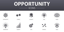 Opportunity Simple Concept Icons Set. Contains Such Icons As Chance, Business, Idea, Innovation And More, Can Be Used For Web, Logo, UI/UX