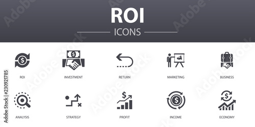Fotomural ROI simple concept icons set