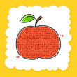 Maze apple. Game for kids. Puzzle for children. Cartoon style. Labyrinth conundrum. Color vector illustration.