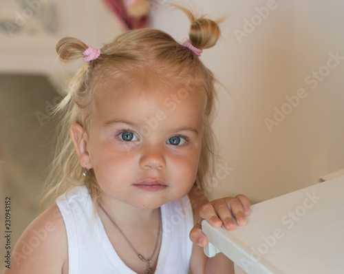 Being A Real Cutie Small Girl With Bun Ponytails Small