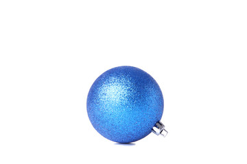 Blue christmas balls isolated on white background