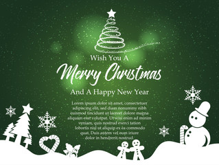 Merry Christmas and Happy New Year greeting card template.