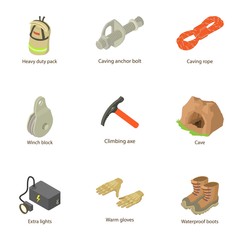 Poster - Output icons set. Isometric set of 9 output vector icons for web isolated on white background