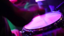 Close Up Of Drummer Playing Live On Stage With A Band