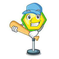 Sticker - Playing baseball character traffic sign regulatory and warning