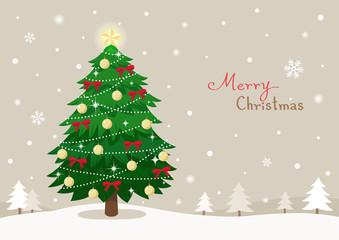 christmas tree on winter background