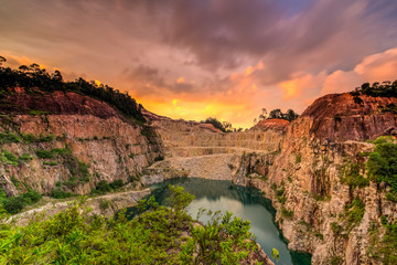 The Long Exposure blue Lake At Abandoned quarry